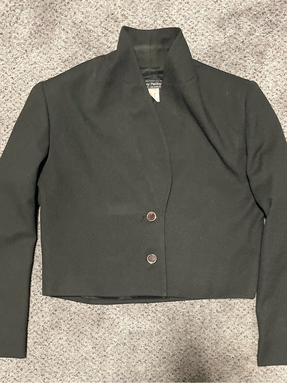 Vintage Garey Petites Black Cropped Blazer Jacket Size 6